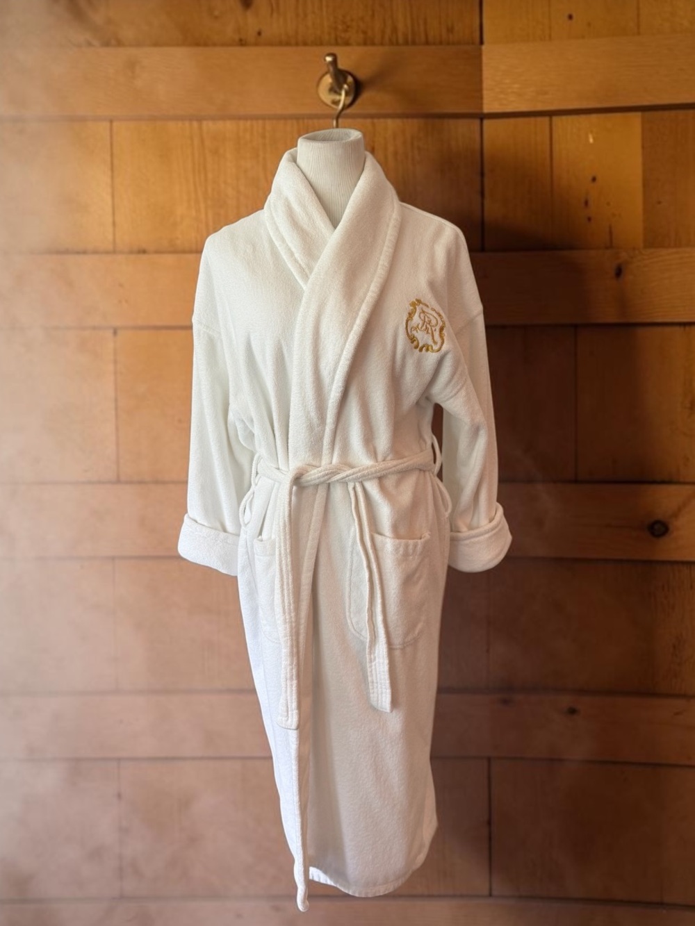 ST. REGIS White Gold Monogram Bathrobe Size M/L